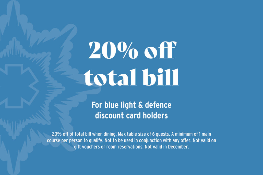 Pub offer: Blue Light Discount available. 20% off.